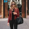 Women's Leather Faux Casual Woman Zipper Jacket Spring Fashion Long Sleeve O-neck Pure Color Jackets For Women Black Slim Pu Veste Femme 220928