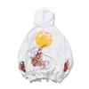 Embroidery Animal Flowers Rabbits Print Hooded Sweatshirts Harajuku Fashion Pullover Hoodies Hip Hop Casual Streetwear