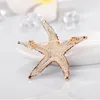 Red Blue Sea Crystal Starfish Broche Pin Business Tops Tops Corsage Broches de strô para homens Men