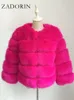 Futro dla kobiet Faux Zadorin S-4xl norki płaszcze jesień zima top moda różowa sztuczna płaszcz eleganckie gęste ciepłe kurtki na 220927