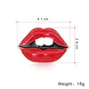 Sexy Women Red Lip Brooch Pin Business Suit Tops Formal Dress Corsage Brooches for Woman Gift Fashion Jewelry