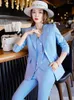 Calças de duas peças femininas Moda Mulheres Vesto Blazer e Pant Suit Red Azul Pink Rosa Branco Navy Escritório Ladies Trabalho de negócios formal Carreira Desgaste 3