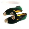 2022 fashion shoes party and wedding handmade loafers velvet shoes with gold buckle men dress shoe a4