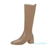 Boots Knitted Wool Elastic Thin Boots Women s Knee High Thick Heel Socks Motorcycle boots