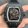 Luksusowy zegarek Richaremill Carbon Sapphire Tekstyle guma Tourbillon y mechaniczne zegarki na nadgarstek fabrycznie wielofunkcyjny czaszka RM030 Męskie Zrts w stylu 2023