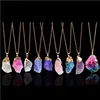 Pendant Necklaces Natural Stone Pendant Necklace Irregar 9 Colors Crystal Slice Sweater Chain Jewelry For Women Christmas Drop Delive Dhbhz