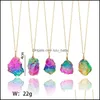 Naszyjniki wiszące moda kamień naturalny Naszyjnik kryształ 6 kolorów kwarcowy łańcuch sweter biżuteria dla kobiet
