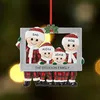 Fast Resin Christmas Decorations Cute Christmas Family Ornament Red Plaid Santa Claus Pendant DIY Name Photo Frame Xmas Tree Ornaments Gifts RRE14565