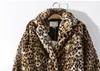 Womens Fur Faux Leopard Coat förtjockad Midlängd Imitation Får Shearling Fashion 220927