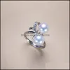 Anello solitario Anello di perle 5-8 mm Oblato Fai da te 18 Stili Misura regolabile Fedi nuziali Regalo di Natale Gioielli di moda Consegna goccia 2021 C Dhd7F