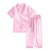 Ensembles de pyjamas d'été pour filles en satin de soie haut pantalon à manches longues pyjama soyeux solide chemise de nuit enfants vêtements de nuit pour garçons vêtements 20220928 E3