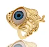 Anillos de banda de ojo azul malvado de oro a la moda, anillo de cola de estilo Simple ajustable, anillo de joyería de cobre, regalo para hombres y mujeres
