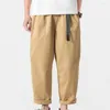 Pantalones para hombres Deportivo Elegante Cinturón de color sólido Harem Streetwear Cargo Media cintura para uso diario