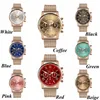 Wristwatches Luxury Quartz Sport Military Stainless Steel Dial Leather Band Wrist Watch Rhinestone Ladies Bracelet