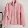 Womens Fur Faux Zadorin Korean Style Winter Oversize Thick Warm Stand Collar Teddy Jacket Women Coat Casual Pink White Coats 220927