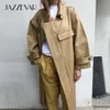 트렌치 코트 Jazzevar 2022 New Spring Autumn Women 's Fashion Street 대형 X-LONG AUTERWEARFEMAE LOOT CLOUTHENT CASUAL KHAKI TRENCH COAT Y2209