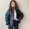 Parkas pour femmes -20 degrés femmes hiver manteau en cuir PU solide épaissir super chaud coupe-vent vestes imperméables manteau de neige pour femme 220928