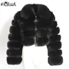 Femmes Fourrure Faux FQLWL Casual Blanc Noir Fluffy Automne Hiver Manteau Veste À Manches Longues Recadrée Puffer Pour Outwear 220928