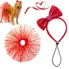 Dog Apparel 2Pcs/Set Fashionable Pet Tulle Shirt Dress Bow-knot Hair Band Soft Texture Po Props