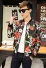 Męskie kurtki dla mężczyzn kwiaty Drukuj bawełna Twill Autumn Casual Bomber Jacket Spring Pockets Slim Fit Jaqueta Masculina Coats T220926