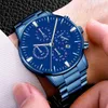 Avanadores de pulso homens Black Business Watch Blue Steel Strap Analog Quartz Wrist Relógio casual Men's Digital Relogio Masculino