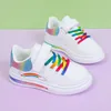 Sneakers Kids Fashion Rainbow Colorful Girls White Casual Shoes Pu Leather Wiith Air Cushion Sole Hook-Loop Autunm 220928