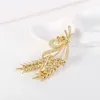 Crystal Wheat Sheaf Brooch Pin Business Suit Tops Wedding Dress Corsage Pearl Rhinestone Brooches for Women Men Fashion Jewelry