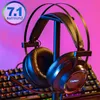 Headsets Cosbay Gaming Headset Kopfhörer mit Mikrofon für PC Computer für professionelle Gamer Kopfhörer Surround Sound RGB Licht T220916