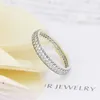 Kvinnor Elegant Pave Band Ring Authentic Sterling Silver Wedding Jewelry with Original Box för CZ Diamond Engagement Rings Set3672374