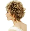 Blonde Highlight Short Curly Synthetic Wigs Heat Resistant Fiber Hair Wig Daily