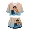 Damen T-Shirts Damen T-Shirt After We Collided Kleidung 2022 Romantischer Film Weiblich Zweiteiliges Set Kurzarm Crop Top Shorts Home