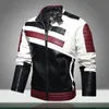 Herren Lederjacken Motorrad Stehkragen Reißverschluss Neue männliche PU-Mäntel Biker Street Kunstleder Fleece Bomberjacke Oberbekleidung