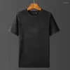 Camisetas masculinas 2022 Summer Men's Fino Ice Silk T-Shirt Male Sweater Loose Tops Homem Men Manga curta Campes de pescoço redondo A202