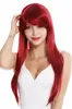 Popular Women's Wig Ladies Cosplay Long Smooth Fringe Parted Red wig