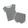 Kl￤der s￤tter baby kostym barnpojke solida korta ￤rmar skjorta och shorts s￤tter barn unisex bomull t-shirt kostym mjuk sm￥barn godis toppar