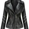 Damesleer Faux Autumn Winter Black Jackets Vrouwen lange mouw plus size zipper Basic jas Turn-down Collar Motor Biker Jacket 220928