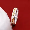 Cluster Rings Chic Silver Jewelry Women's 925 Sterling Ring Bohemian Style Inlaid 24K Gold Pattern Design Couple Wedding Gift