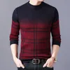 Maglioni maschili inverno inverno rotondo rotondo piantine di pullover elastico semplice adatto per uomini alla moda grandi 220928