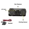 HDカー後部ビューカメラ3 in 1駐車レーダー検出器センサーLEDナイトビジョン防水リバースカメラ