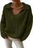 Camiseta feminina Crepagem feminina Pullover de pescoço Sweaters