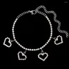 Anklets Trendy Luxury Rhinestone Heart Bracelet For Women Bling Crystal Chain Anklet Summer Beach Sandals On Leg Foot Jewelry