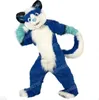 Performance Long Fur Blue Husky Mascot Costume Halloween Christmas Fancy Party Dress Cartoon Character Outfit Suit Carnival Unisex Adults Outfit