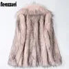 Womens Fur Faux Nerazzurri Inverno rosa oversized faux fur jaqueta mulheres lapela quente grosso solto fofo casaco falso para moda 220926