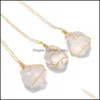 Colliers pendentif mode pierre naturelle pendentif collier cristal 6 couleurs Quartz pull chaîne bijoux pour femmes noël goutte Del Dhuyq