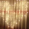 Strängar hjärtformad led fairy sträng gardin ljus 2m 1,5 m 124 lysdioder valentin xmas jul bröllop fest fönster girland dekor