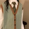 Damesvesten Retro Casual Sweater Vest Women V-Neck Classic Argyle Mouwloze breien Outerwear vrouwelijke eenvoudige tedere zachte zachte studenten Gentle OL 220928