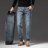 Mens jeans klassieke retro heren plus fluweel gewatteerde stretch losse rechte casual denim broek mannelijke winter warme fleece broek 220928