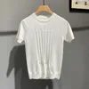 Męskie koszulki Mężczyźni 2022 Summer Korean Slim Fit Knitte T-shirt Męski kolor Solid Krótki rękawocze