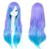 Parrucca sintetica lunga e dritta Parrucche per capelli Ombre viola blu Parrucche per cosplay Festa di Halloween