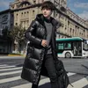 Vestes pour hommes hiver brillant blanc doudoune manteaux hommes vêtements épais chaud à capuche Parkas hommes longue Parka vêtements d'extérieur